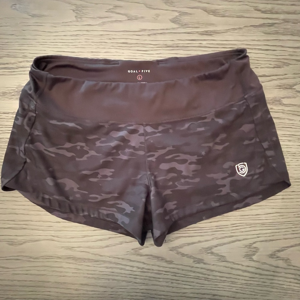 Goal Five Black Camouflage Fast & Free Shorts, With Liner, Size Large